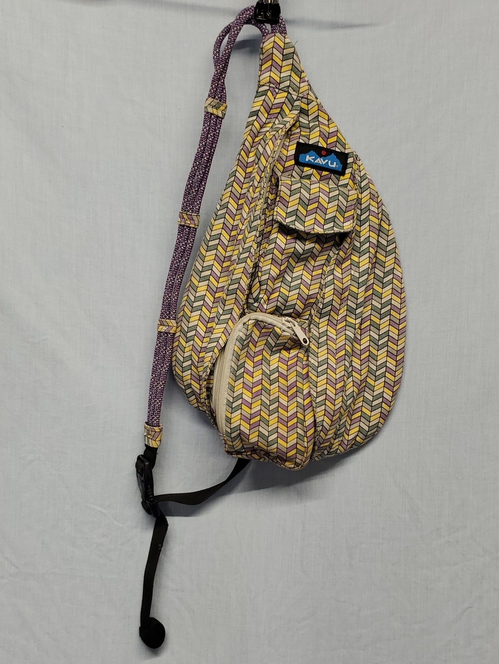 Kavu Purple and Yellow Chevron Sling Bag